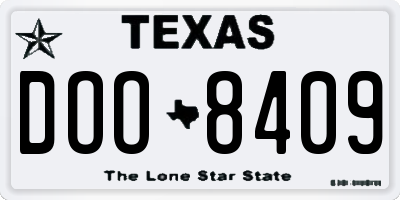 TX license plate DOO8409
