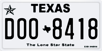 TX license plate DOO8418