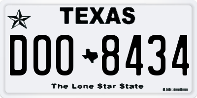 TX license plate DOO8434