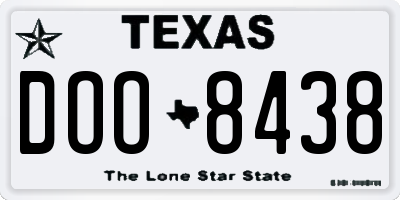 TX license plate DOO8438