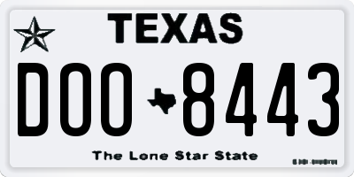 TX license plate DOO8443