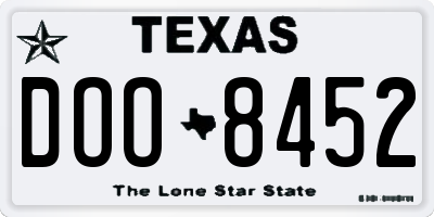 TX license plate DOO8452