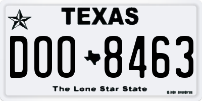 TX license plate DOO8463