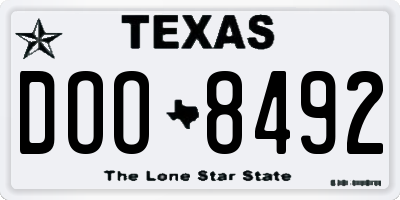 TX license plate DOO8492