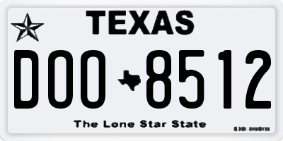 TX license plate DOO8512