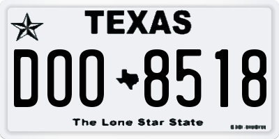 TX license plate DOO8518