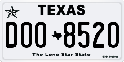 TX license plate DOO8520