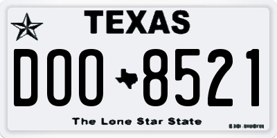 TX license plate DOO8521