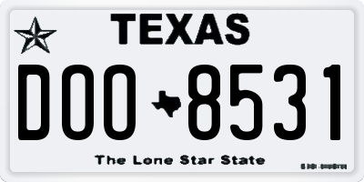TX license plate DOO8531