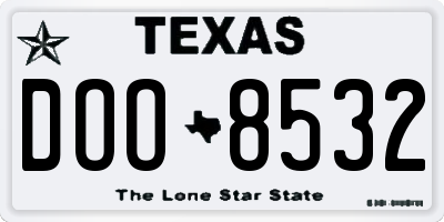TX license plate DOO8532