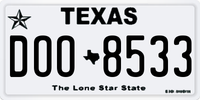 TX license plate DOO8533