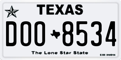 TX license plate DOO8534