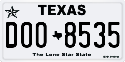 TX license plate DOO8535