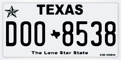 TX license plate DOO8538