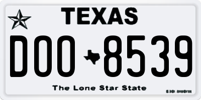 TX license plate DOO8539