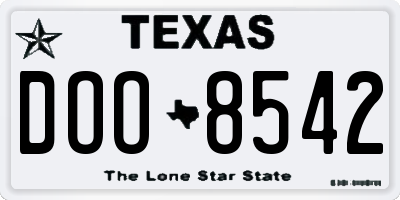 TX license plate DOO8542