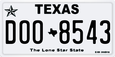 TX license plate DOO8543