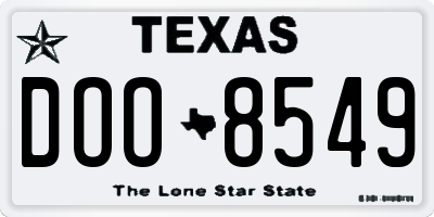 TX license plate DOO8549