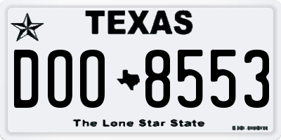 TX license plate DOO8553