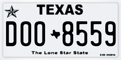 TX license plate DOO8559