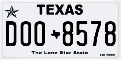 TX license plate DOO8578