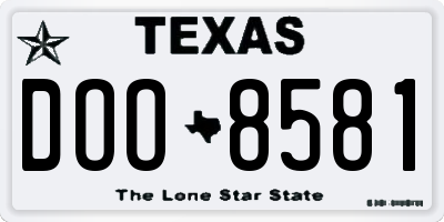 TX license plate DOO8581