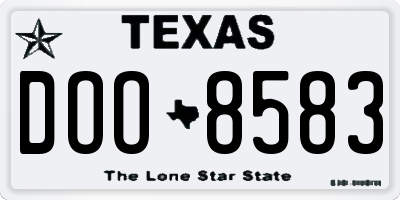 TX license plate DOO8583