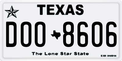TX license plate DOO8606