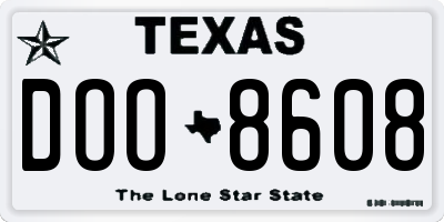 TX license plate DOO8608
