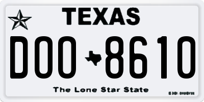 TX license plate DOO8610
