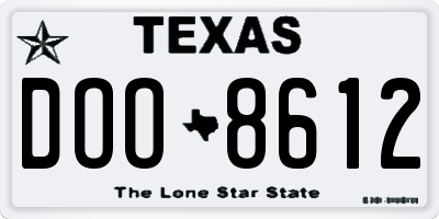 TX license plate DOO8612