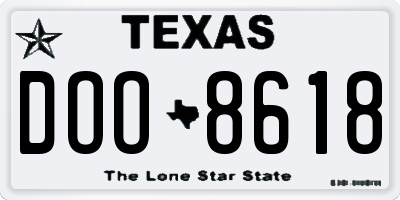 TX license plate DOO8618