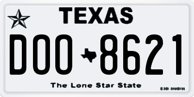 TX license plate DOO8621
