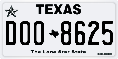 TX license plate DOO8625