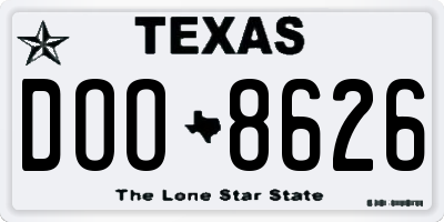 TX license plate DOO8626