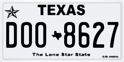 TX license plate DOO8627