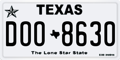 TX license plate DOO8630