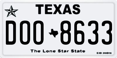 TX license plate DOO8633
