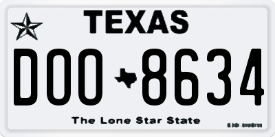 TX license plate DOO8634