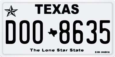 TX license plate DOO8635