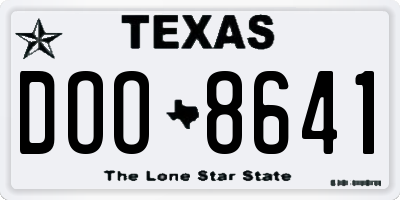 TX license plate DOO8641
