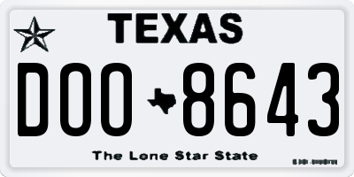 TX license plate DOO8643