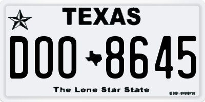 TX license plate DOO8645