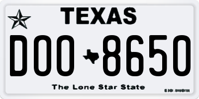 TX license plate DOO8650