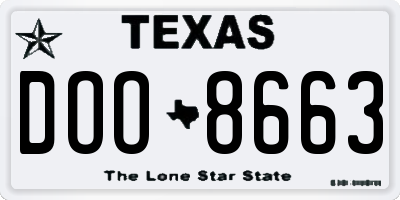 TX license plate DOO8663