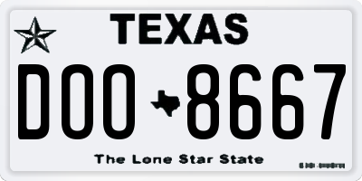 TX license plate DOO8667