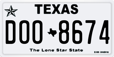 TX license plate DOO8674