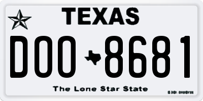 TX license plate DOO8681