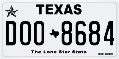 TX license plate DOO8684