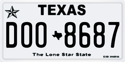 TX license plate DOO8687